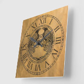 ケルト色のカラス スクエア壁時計 (傾斜)