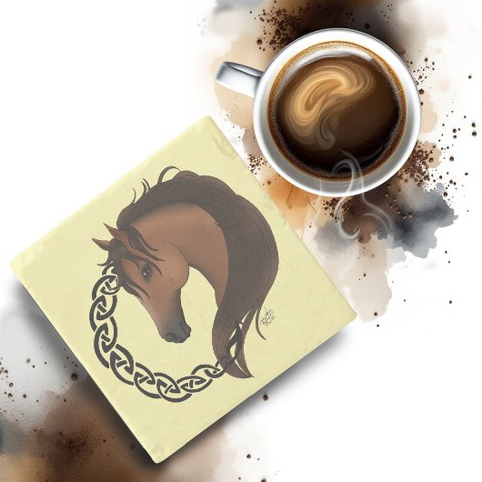 ケルト色の茶色の馬黄 ストーンコースター