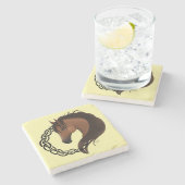 ケルト色の茶色の馬黄 ストーンコースター (横)