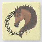 ケルト色の茶色の馬黄 ストーンコースター (正面)