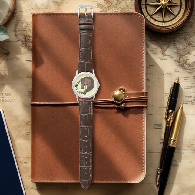 ケルト色の茶色の馬黄 腕時計 (クリエイターアップロード済み)