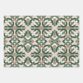 ケルト葉アイリッシュとノットグリーン茶色ベージュ ラッピングペーパーシート (正面3)