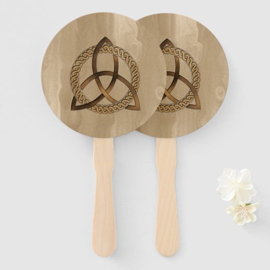 ケルト語トリケトラ三位一体ノットハンドファン ハンドファン (正面&裏面)