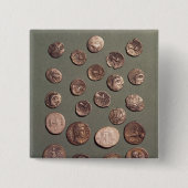 ケルト語選択および見つけられるローマの硬貨 缶バッジ (正面)