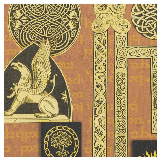 ケルト語GryphonおよびKells ファブリック (クローズアップ)