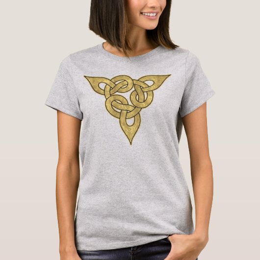 ケルト金ゴールド結び糸細工 Tシャツ (正面)