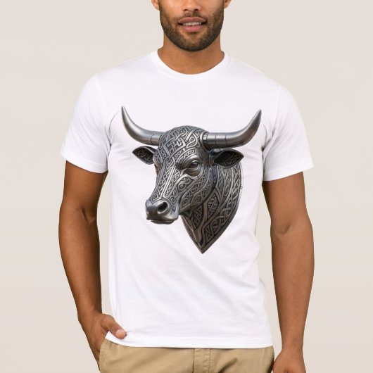 ケルト銀牛頭バイキングケルト Tシャツ (正面)