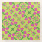 ケルト鐘花マンダラグリーンガラスコースター ガラスコースター (正面)