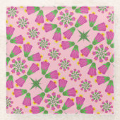 ケルト鐘花マンダラピンクガラスコースター ガラスコースター (正面)