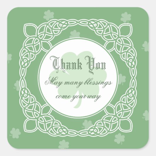 ケルト霧広場ありがとうステッカー スクエアシール (正面)