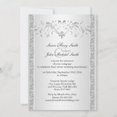 ケルト風シルバー結婚記念日花 招待状 (正面)