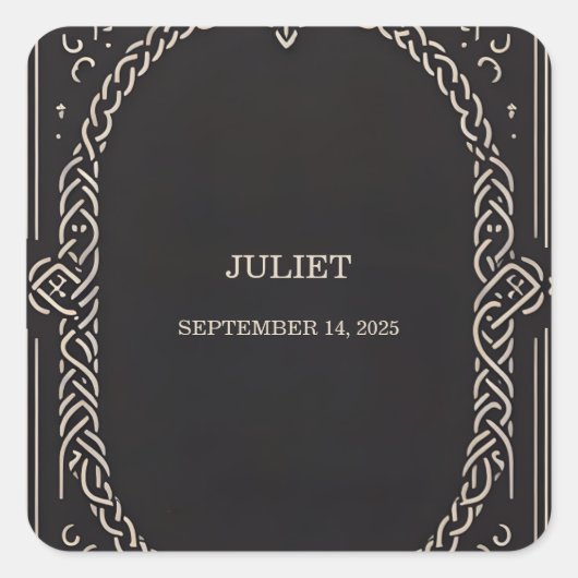 ケルト風 北欧スタイルの楽しい中世の巻物 ブライダルシャワー スクエアシール (正面)