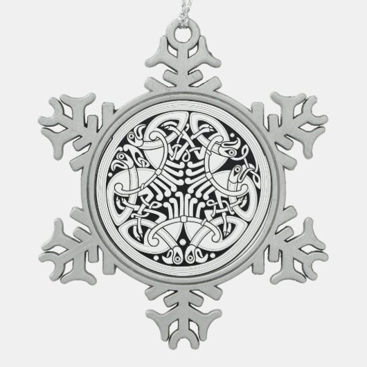 ケルト鳥ペーターオーナメント スノーフレークピューターオーナメント (正面)
