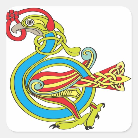 ケルト鳥 スクエアシール (正面)