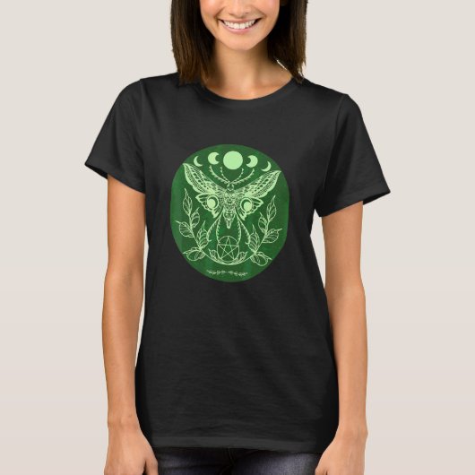 ケルト ウィッカ オスタラ オカルト 月 羽蛾 Tシャツ (正面)