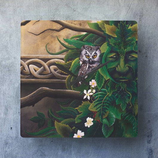 ケルト・グリーン・マン スクエア壁時計