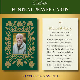 ケルト・シャムロック金ゴールド葬儀記念祈りの言葉カード