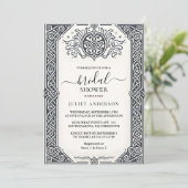 ケルト・北欧スタイルのミディアムスクロール ブライダルシャワー 招待状 (スタンド正面)