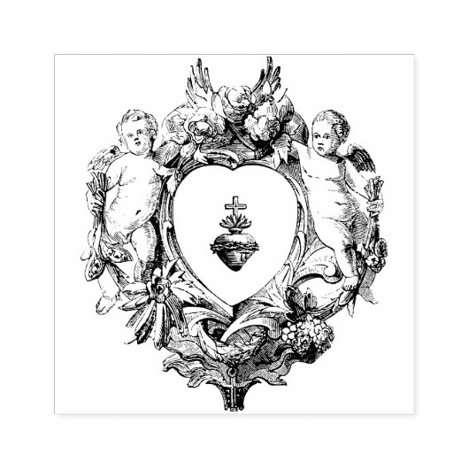 ケルビアンジェルズ聖なるハート・オブ・イエス・宗教的 ラバースタンプ (インプリント)