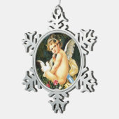 ケルビキュピッドドーヴバラハート スノーフレークピューターオーナメント (右)