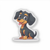 ケルビックかわいいダックスシュント、うれしそうな耳と舌。 シール (正面)