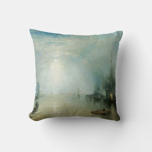 ケルメンが石炭を持ち上げ、月明かりのby Joseph Turner クッション (正面)