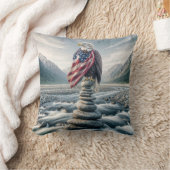 ケルンにアメリカ国旗を掲げたハゲのワシ クッション (ブランケット)