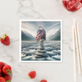 ケルンにアメリカ国旗を掲げたハゲのワシ スタンダードカクテルナプキン (インサイチュ)