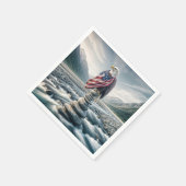 ケルンにアメリカ国旗を掲げたハゲのワシ スタンダードカクテルナプキン (角)