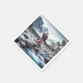 ケルンにアメリカ国旗を掲げたハゲのワシ スタンダードカクテルナプキン (角)