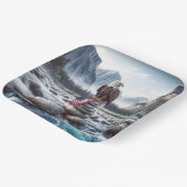 ケルンにアメリカ国旗を掲げたハゲのワシ ペーパープレート (傾斜あり)