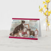 ケルンのビクトリア時代の人貿易カードを販売している猫 カード (黄色い花)