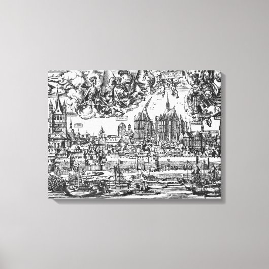 ケルンの一般表示， 1531 (版木、銅版、版画) (b/w pho) キャンバスプリント (正面)
