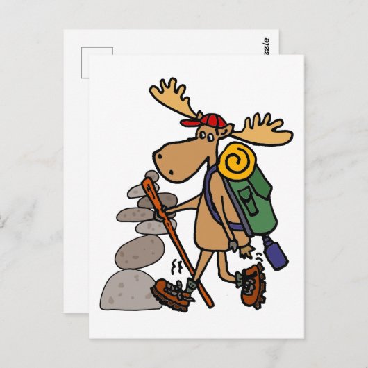 ケルンの漫画とハイキングしているおもしろいなアメリカヘラジカ ポストカード (正面/裏面)