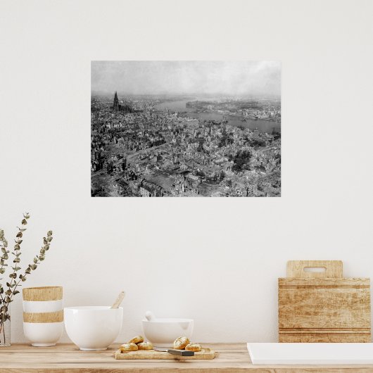 ケルンの荒廃 – ツェルストルテケルン第2次世界大戦1945 ポスター (キッチン)