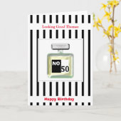 ケルンの香水瓶の男性へのパーソナライズ カード (黄色い花)