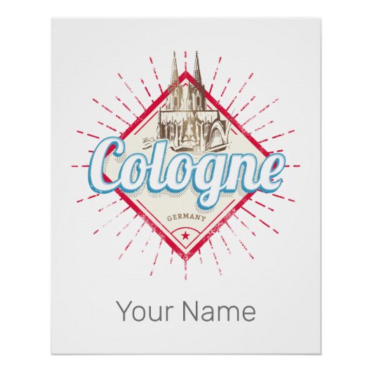 ケルンシティドイツレトロカテドラルヴィンテージ ポスター (正面)