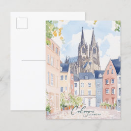 ケルンドイツグアッシュ絵を描イラストレーション旅行 ポストカード