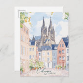 ケルンドイツグアッシュ絵を描イラストレーション旅行 ポストカード (正面/裏面)