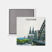 ケルンドイツパノラマビュー絵画ズ マグネット (正面/裏面)
