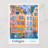 ケルンドイツ旅行水の色の手描き ポストカード (正面)