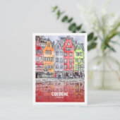 ケルンドイツ有名な旅行水のカラースケッチ ポストカード (スタンド正面)