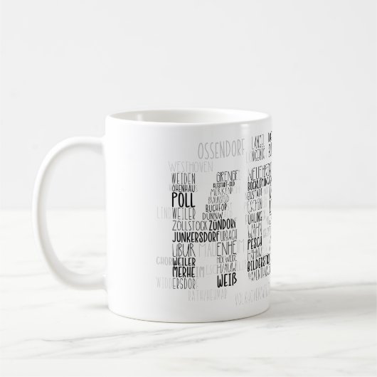 ケルンドイツ語ワードアートシュタットテイルケルン コーヒーマグカップ (左)
