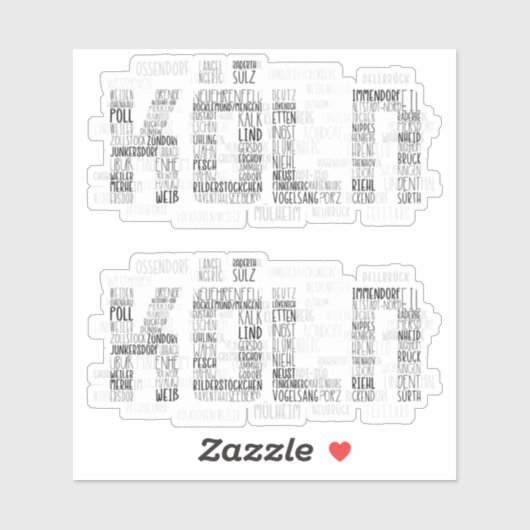 ケルンドイツ語ワードアートシュタットテイルケルン シール (シート)