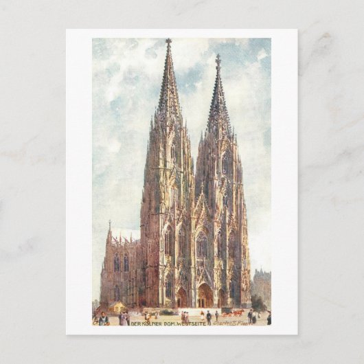 ケルン大聖堂のヴィンテージ風景 ポストカード (正面)