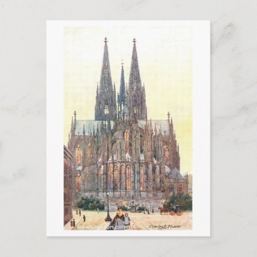 ケルン大聖堂のヴィンテージ風景 ポストカード (正面)