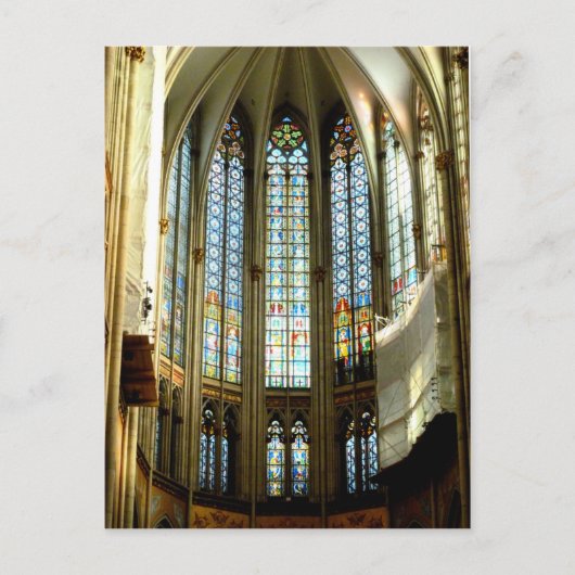 ケルン大聖堂の美しいステンドグラス ポストカード (正面)