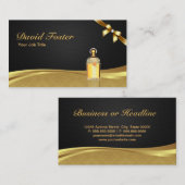 ケルン香水ボトルエレガントブラック金ゴールドダマスク 名刺 (正面/裏面)