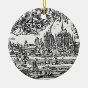 ケルン1531年の一般的な見解(版木、銅版、版画) (b/wのpho セラミックオーナメント