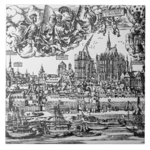 ケルン1531年の一般的な見解(版木、銅版、版画) (b/wのpho タイル